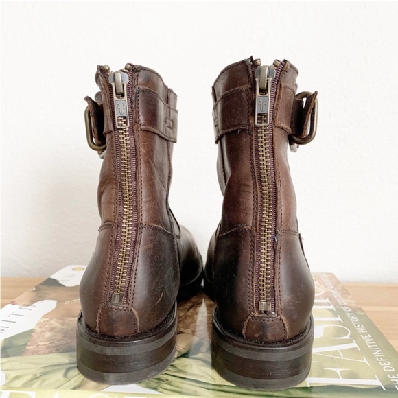 Frye Veronica Strap Zip Short Boots Brown New - Picture 4 of 6
